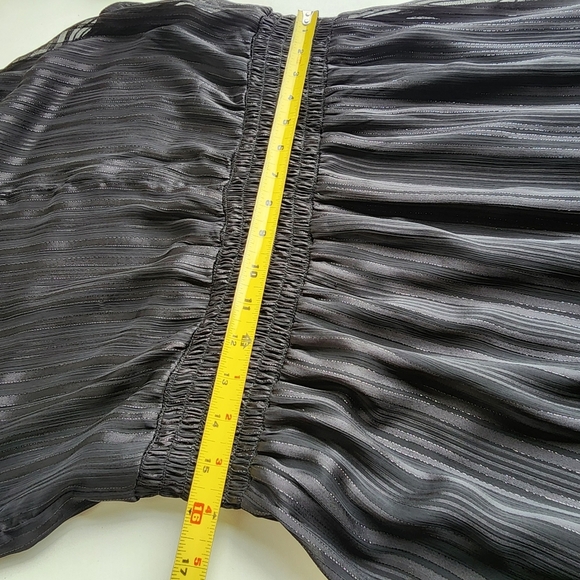 MSK Womens Black Silver Metallic Mock Neck Keyhole Dress Midi Smocked Waist Sz L - Picture 10 of 13